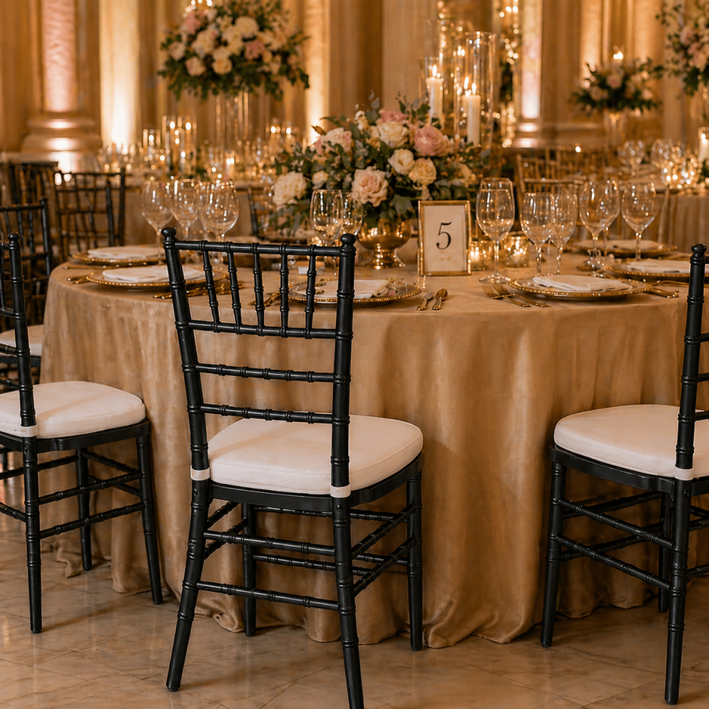 Black Chiavari chairs