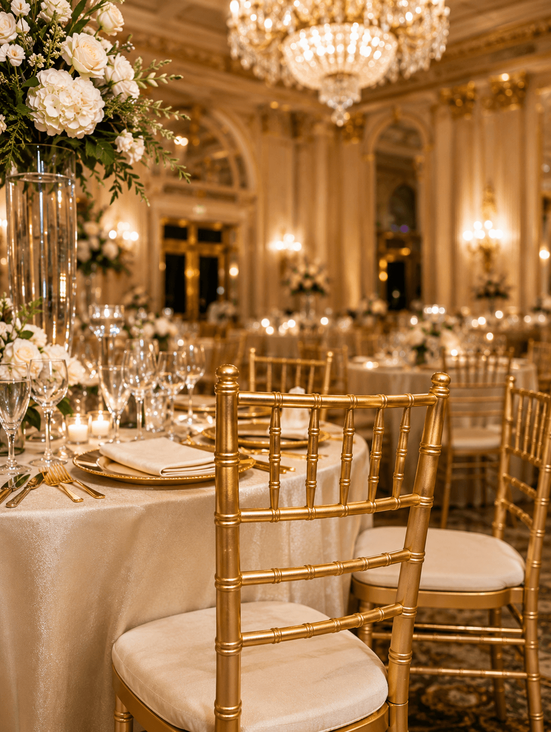 Gold Chiavari chairs