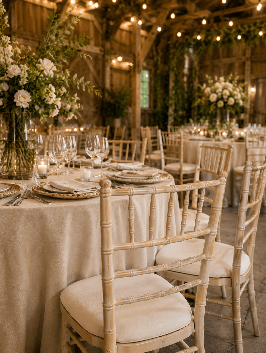 Limewash Chiavari chairs