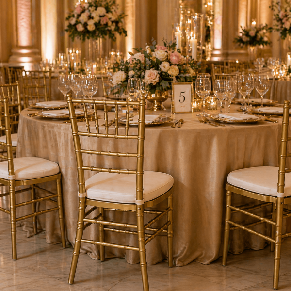 Gold Chiavari chairs